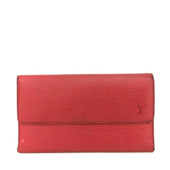 431079F V Louis Vuitton Wallet Long Red Trifold Epi Leather - Picture 1 of 9